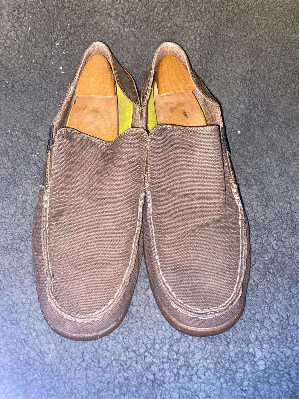 Georgia Boot Brown Canvas and Leather Slip-On Loafers